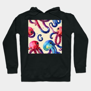 Watercolor octupus pattern Hoodie